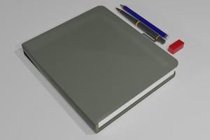 3D rendering sfondo del libro copertina vuota per mock up e pubblicità, colori rosso, blu, bianco e argento foto