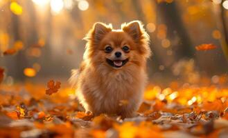 volpino cane giocando nel il autunno parco foto