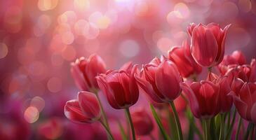 rosa tulipani nel davanti di sfocato sfondo foto