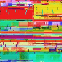 astratto blu e arancione glitch digitale unico danno grano pixel rumore grunge texture colorata. foto