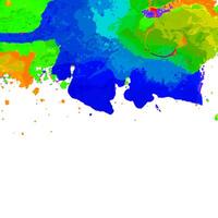 modello geometrico dell'acquerello astratto colorato verde e giallo con spruzzi di colore su bianco. foto