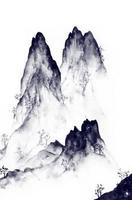 pittura di paesaggio di montagne e valli in stile cinese. i paesaggi naturali sono dipinti con inchiostro nero per sfondi, stampe, decorazioni di stanze, disegni naturali, ecc.