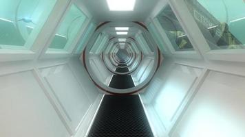 corridoio futuristico interno e città foto