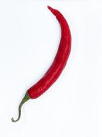peperoncino rosso isolato su sfondo bianco. un minuscolo ingrediente può dare un sapore super piccante ai piatti. foto