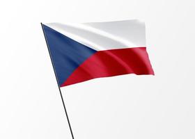 bandiera ceca che vola alto sullo sfondo isolato festa dell'indipendenza ceca. Collezione di bandiere nazionali del mondo con illustrazione 3D foto