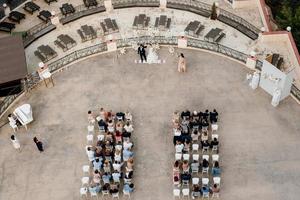 città, campagna, mmm gg, aaaa - veduta aerea di una cerimonia di matrimonio foto