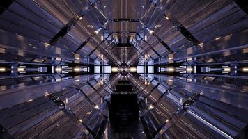 Illustrazione 3d del corridoio geometrico 4k uhd con luci riflettenti foto