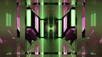 4k uhd 3d illustrazione del futuristico tunnel geometrico con luci al neon luminose foto