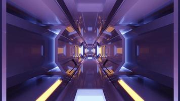 tunnel futuristico in movimento con luci su illustrazione 3d in 4k uhd foto