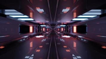 illustrazione futuristica 3d con luci incandescenti nel corridoio 4k uhd foto