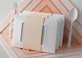 scatola per alimenti di carta con cucchiaio e forchetta