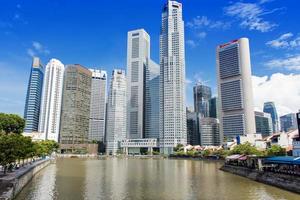 Singapore, 2014 - moderni grattacieli al quartiere centrale degli affari di Singapore. è il centro delle attività finanziarie di Singapore con molti importanti e significativi edifici finanziari. foto