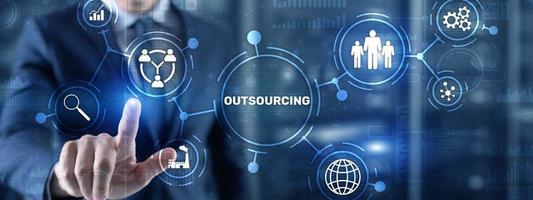 concetto di tecnologia di finanza di Internet delle risorse umane di affari di outsourcing foto