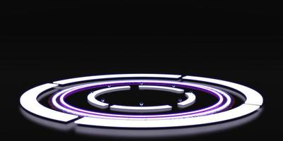 cerchio di luce al neon riflettente sfondo laser a colori foto