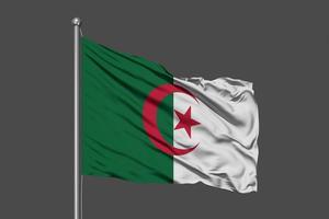 illustrazione della bandiera sventolante dell'algeria su sfondo grigio foto