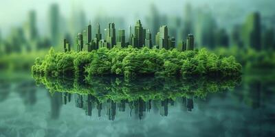 3d illustrazione di un' verde città, sostenibile Developmen e responsabile ambientale, ecologia concetto foto