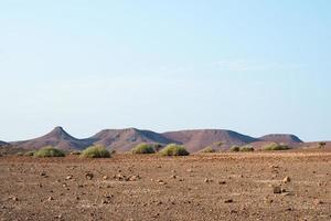 bellissimo paesaggio arido nel damaraland. catena montuosa e cespugli. namibia foto