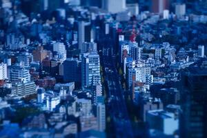 un' miniatura paesaggio urbano a il urbano città nel tokyo alto angolo TiltShift foto