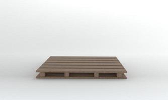 vista frontale pallet in legno isolato su sfondo bianco, rendering 3d foto