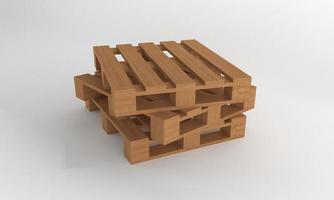 impilare pallet in legno isolato su sfondo bianco, rendering 3d foto