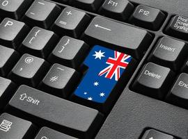 una tastiera nera con tasto bandiera australiana foto