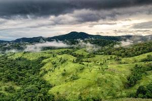 montagna nebbiosa nella foresta pluviale tropicale al parco nazionale