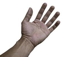 segno della mano dell'uomo isolato su sfondo bianco foto