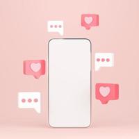 San Valentino banner sfondo di smartphone con confezione regalo, rendering 3d foto