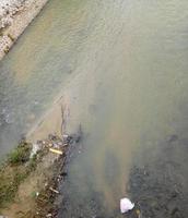 l'acqua del fiume inizia a diventare poco profonda a causa della siccità che ha colpito foto