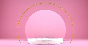 mock up podio di forma geometrica per il design del prodotto, rendering 3d, colore rosa foto