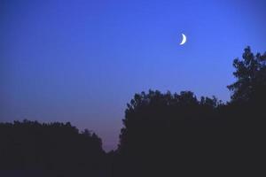 sera al chiaro di luna paesaggio rurale con cielo blu foto