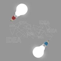 Idea creativa del disegno della lampadina della matita 3d foto