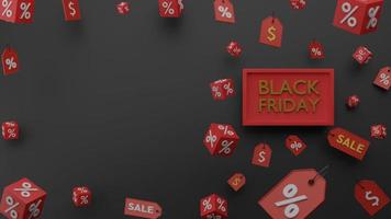 black friday vendita segno rosso 3d rendering illustrazione foto