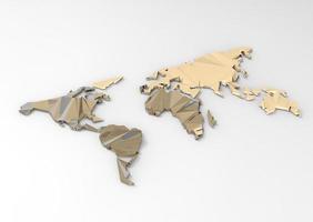 mappa del mondo 3d a basso poligono su sfondo bianco foto