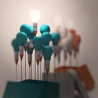 idea di disegno concetto di matita e lampadina fuori dagli schemi come creativo foto