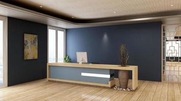 Rendering 3d futuristico reception o mockup della reception foto