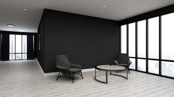 Progettazione dell'ufficio di rendering 3d - mockup della parete interna della stanza del manager