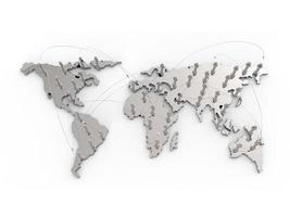 social network umano 3d sulla mappa del mondo foto