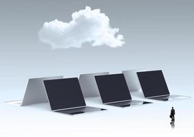 cloud computing 3d segno sul computer portatile come concetto foto