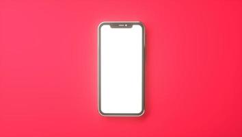 set di mockup per smartphone realistico, rendering 3d. telefono cellulare vuoto, design dello schermo bianco. colore rosso foto