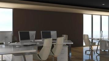 Progettazione dell'ufficio di rendering 3d - mockup della parete interna della stanza del manager foto