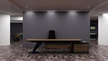 Rendering 3d moderno reception in legno o mockup di reception foto