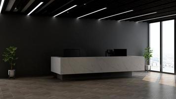 moderno ufficio reception in mockup di rendering 3d - realistico concetto di interior design foto