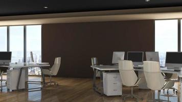 Progettazione dell'ufficio di rendering 3d - mockup della parete interna della stanza del manager foto