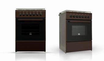 moderno forno da cucina per uso domestico in due disposizioni di revisione su sfondo bianco. elettrodomestici da cucina. isolato foto