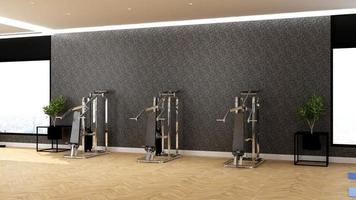 3d rendering moderno palestra interior design wall mockup foto