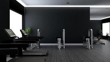 rendering 3d moderno modello di parete della sala fitness o palestra foto