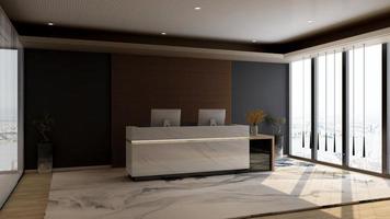 Rendering 3d futuristico reception o mockup della reception foto