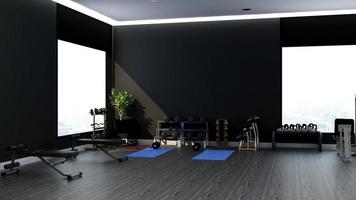 rendering 3d moderno modello di parete della sala fitness o palestra foto