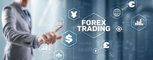 iscrizione forex trading sullo schermo virtuale. concetto di mercato azionario aziendale foto